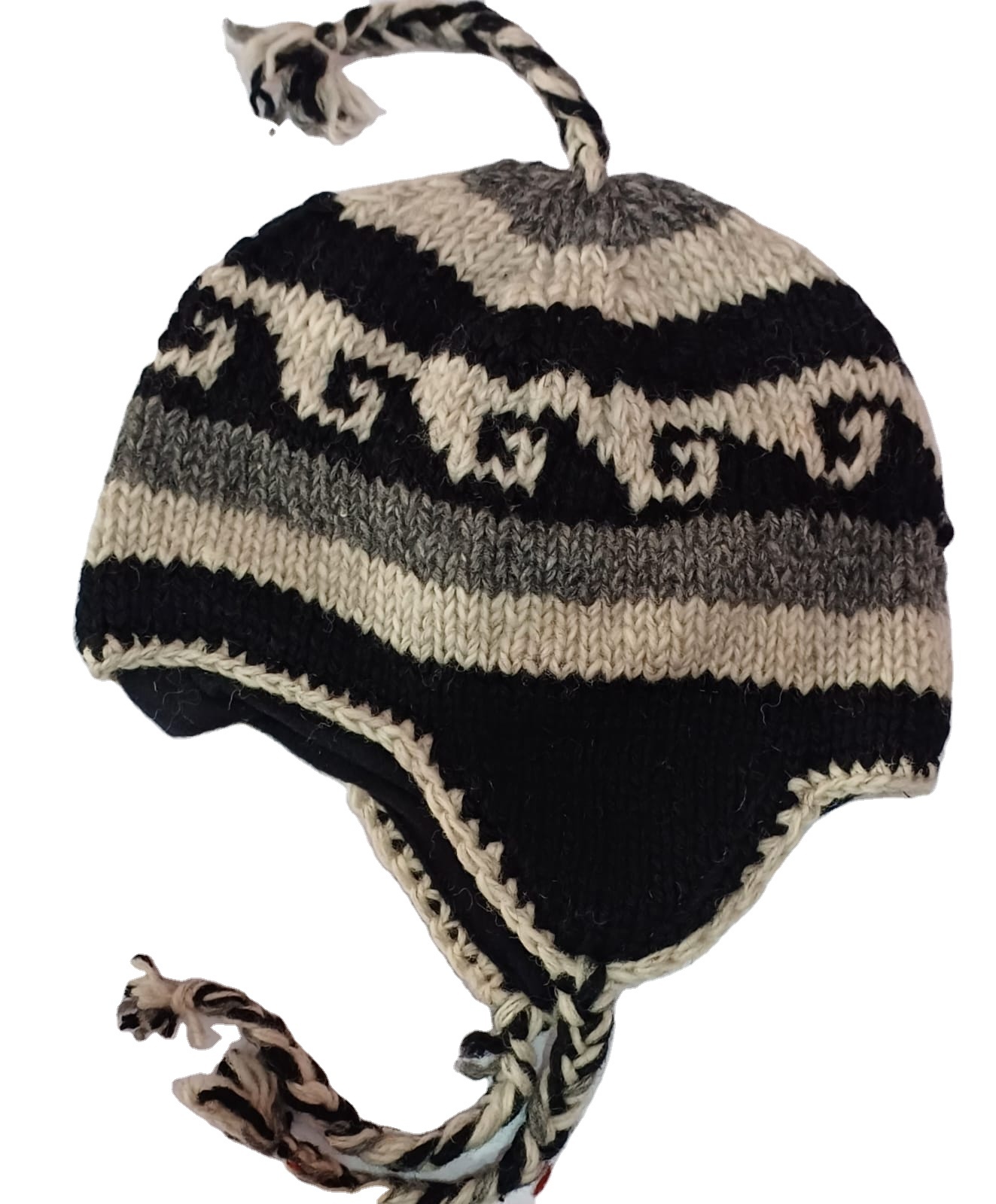 Hand Knit Wool Beanie With Fleece Lining - Fair Trade, Made In Nepal, Skull Cap For Winter