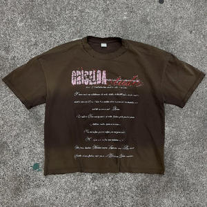 Camiseta de Hombre a Bajo Precio, Algodón, Impresión Personalizada, Hombros Caídos, Dobladillo Deshilachado, Lavado Vintage, Estilo Retro Urbano, Venta al Por Mayor - Product Image 6