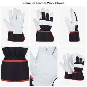 Gants de travail en cuir grainé de vachette avec logo personnalisé, dos perforé, doublure en tissu de coton, certifiés CE, manchette de sécurité, résistants à la chaleur et anti-vibrations - Product Image 3