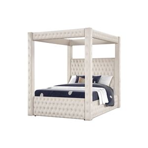 Monica crema legno quattro Poster completo 4 Pc camera da letto di lusso Set include vanità - Product Image 2