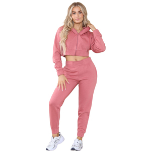 Conjunto Deportivo Elegante Negro para Mujer, Sudadera Corta con Capucha, Pantalones Jogger, Ropa Deportiva Informal para Fitness, Atuendo de Invierno - Product Image 1