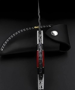 Cuchillo Plegable de Acero de Damasco Hecho a Mano, Cuchillo de Bolsillo para Camping, Caza y Uso General, Punta Recta, Grado Industrial - Product Image 4