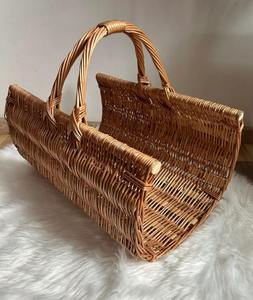 Cesta para Leña de Mimbre Hecha a Mano, de Madera Natural de Sauce, Ideal para Decoración de Chimenea, Jardín e Interiores del Hogar, de la India - Product Image 6