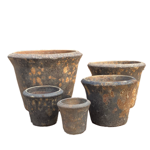 Macetas AURORA, Juego de Macetas de Barro Rústicas, Ecológicas, Vintage, para Jardín Exterior, con Orificio de Drenaje, Ligeras y Duraderas para Flores - Product Image 1