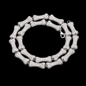 Top High Quality Full Iced Skeleton Bone Shape Moissanite <b>Statement</b> <b>Necklace</b> 925 Silver Micro Pave Hip Hop Unisex Party Jewelry - Product Image 3