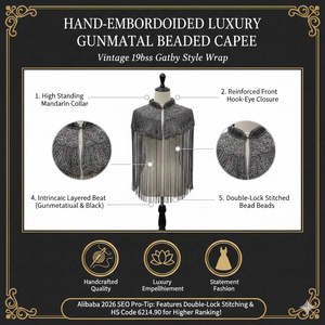 Capa de Hombro con Flecos de Cuentas de Lujo para Mujer, para Vestido de Noche o Boda, Chal Bordado con Cristales - Product Image 6