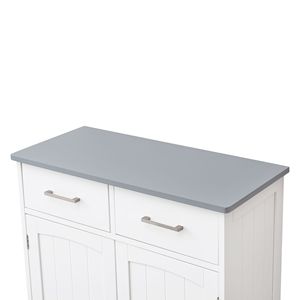 FRALIMK a due cassetti bianco grigio MDF in legno credenza Bar caffè Buffet con ripiani regolabili e porte ad arco - Product Image 6