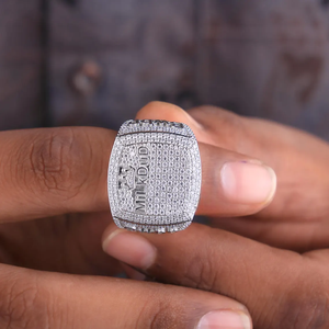 Iced Out Moissanite Diamond <b>Ring</b> Hip Hop Crown Style Luxury 925 <b>Silver</b> <b>Mens</b> Statement Bling Custom Name <b>Ring</b> - Product Image 4
