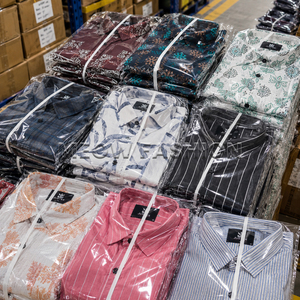Lots de vêtements prêts-à-porter en provenance directe de Dhaka, livraison rapide, surplus en gros, chemises imprimées décontractées à manches longues, style de marque mondiale - Product Image 3