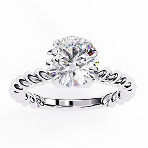 Bague en or blanc avec moissanite, pierre centrale ovale, tige torsadée, bijoux de fiançailles et de mariage - Product Image 3