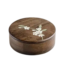 Light Brown <b>Wooden</b> Chapati & Roti Casserole Kitchen Chapati Roti <b>Box</b> Round Shape Durable Serving <b>Box</b> with Flip Top Lid - Product Image 3