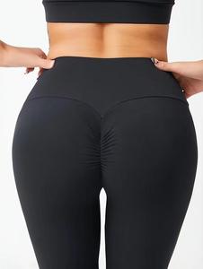 Leggings Deportivos de Cintura Alta, Tejidos en Nailon, Sin Costuras, Largos, Color Negro Sólido, Elásticos, Transpirables, Levanta Glúteos, para Yoga - Product Image 5
