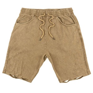 Pantalones Cortos Bermuda de Algodón de Color Sólido para Hombre con Decoración de Diamantes de Imitación, Cintura con Cordón, Estilo Casual - Product Image 3