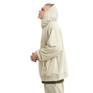 Sweat à capuche surdimensionné en coton délavé à l'acide, poids lourd, sans cordon de serrage, pull Streetwear, patchs de broderie personnalisés pour hommes - Product Image 2