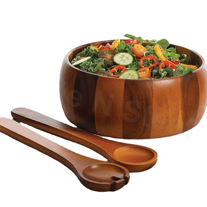 Bol à salade Bol en bois utilisé pour la cuisine et le restaurant Bol avec cuillère de séparation - Product Image 1