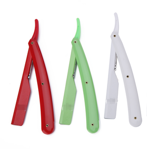 Rasoir à lame unique avec manche en plastique bleu, lame en acier inoxydable, pour usage en salon de coiffure, outil de rasage du visage, logo personnalisé - Product Image 1