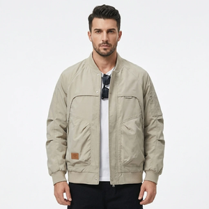 High Quality Spring and Autumn Workwear <b>Stand</b> Collar Jacket Men's Loose fit jacket for men custom logo - Product Image 2