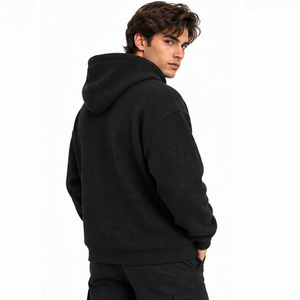 <b>Mens</b> Waffle Knit Hoodie <b>Thermal</b> Long Sleeve Casual Pullover Sports Streetwear Winter Custom Hooded Sweatshirt Wholesale Apparel - Product Image 3