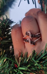 Cubic Zirconia Bow Ring 14K Solid Gold Open Adjustable Statement Ring for Women Fine Jewelry - Product Image 4