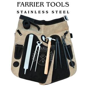 Kit d'outils de ferrage pour chevaux avec tablier en cuir pleine fleur, tire-clous de sabot, pince à crochets, outil de retrait de sabots et lime à sabots - Product Image 3