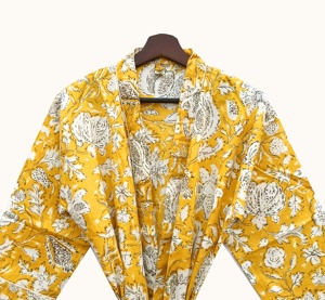 <b>House</b> Robe Summer Kimono Pure Cotton Indian Block Printed for Her Cotton Kimono Robes for Women - Product Image 3