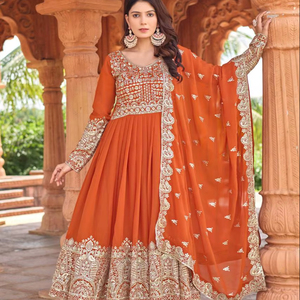 Traje Tradicional Indio Anarkali para Mujer, Vestido con Bordado, Ropa de Boda Pakistaní Estilo Bollywood, Salwar Kameez - Product Image 1