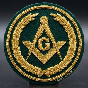 Badge maçonnique brodé sur mesure en fil d'or, emblème étoile et compas carré, vente en gros - Product Image 5