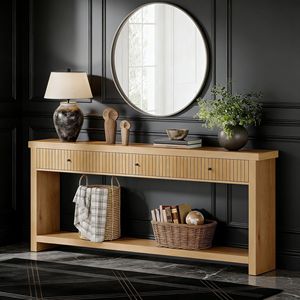 Consolle Lunga in Legno con 3 Cassetti per Divani - Product Image 3