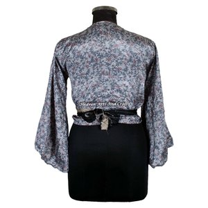 Top indio hecho a mano para mujer, cuello en V, ropa de playa de verano, top corto, talla única, manga acampanada, informal, para fiesta, ropa informal. - Product Image 6
