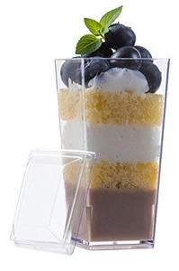 Nouvelles coupelles à dessert carrées jetables de 100 ml avec couvercle pour boulangerie et café, couvercle en option pour la présentation des aliments, tiramisu et yaourt - Product Image 1