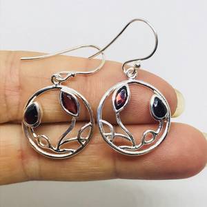 Boucles d'oreilles grenat en argent sterling 925, bijoux faits à la main, pierre de naissance de janvier, pierre précieuse rouge, cadeau de luxe pour femme - Product Image 3