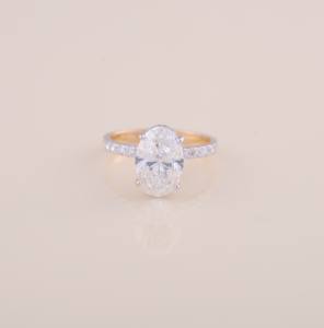 IGI Certified Oval Cut Lab Grown Diamond Engagement & Wedding Ring with Pavé Band in <b>Solid</b> 925 Sterling <b>Silver</b> - Product Image 1