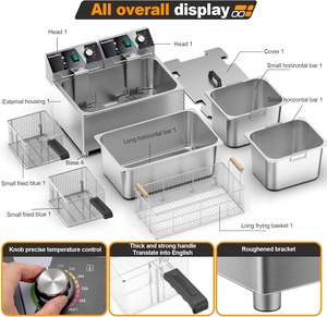 หม้อทอดไฟฟ้าสำหรับไก่งวง หม้อทอดแบบมืออาชีพพร้อมตะกร้าและตัวตั้งเวลา ความจุ 26 ลิตร หม้อทอดแบบลึก ถังคู่ปรับระดับได้ - Product Image 2