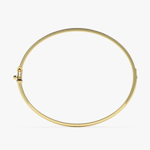 Yellow Gold 14K Double Row Pave Lab Grown Diamond Round Brilliant Cut Luxury Tennis <b>Bangle</b> <b>Bracelet</b> - Product Image 5