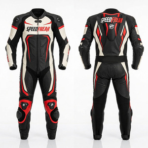 ชุดแข่งรถมอเตอร์ไซค์หนังแท้แบบชิ้นเดียวสำหรับผู้ชาย Speedfreak สีแดง ขาว ดำ ระบายอากาศได้ดี ใช้ได้ทุกฤดู - Product Image 3