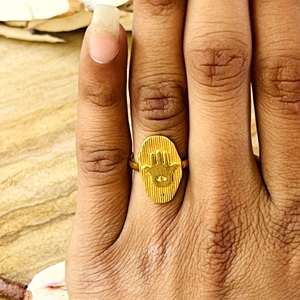 Últimos anillos de latón estilo bohemio con mano de Hamsa de alta demanda para mujer, chapados en oro de 18k, joyería de protección con ojo turco, venta al por mayor/OEM - Product Image 6
