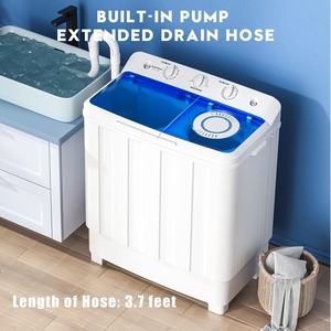 Lave-linge portable, lave-linge compact à double cuve de 28 lb avec pompe de vidange, semi-automatique - Product Image 3