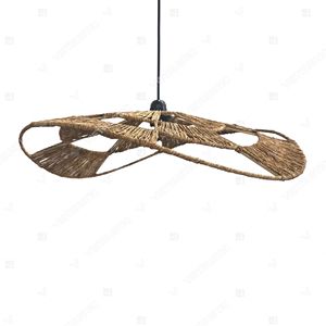 Abat-jour suspendu en jute ondulé, lampe en corde tressée à la main, abat-jour de plafond, décoration intérieure bohème, éclairage - Product Image 6