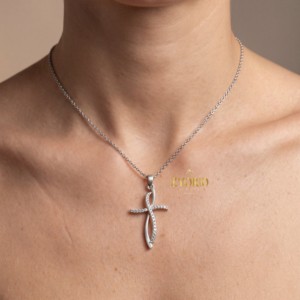 Collar de Cadena con Eslabones de Oro y Diamantes con Símbolo de Eternidad Radiante para Mujer, Regalo de Lujo para Compromiso, Boda, Fiesta, Estilo Chic - Product Image 5