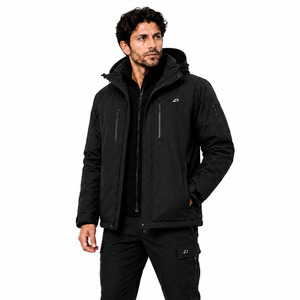 Black Men's <b>Jackets</b> Hooded Waterproof Insulated Outdoor Softshell Tactical Wear Custom Logo OEM ODM Wholesale Supplier - Product Image 1