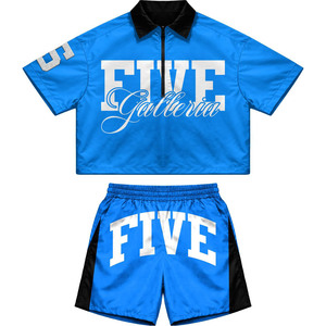 High quality satin polyester windbreaker short set red <b>white</b> panel design embroidered logo Windbreaker Shorts Set for Men - Product Image 3