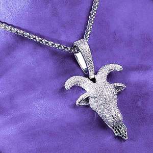 Pendentif Tête de Chèvre pour Homme en Argent Sterling 925 avec Moissanite Couleur D Certifiée Testeur de Diamant, Style Hip Hop - Product Image 2