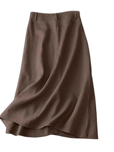 Jupes mi-longues élégantes en coton jupe boutonnée décontractée femmes taille haute 2025 été tempérament solide - Product Image 5