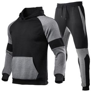 Ensemble survêtement homme molletonné avec sweat à capuche et pantalon de jogging, colorblock, vêtements de sport d'hiver, pull décontracté pour la gym - Product Image 3