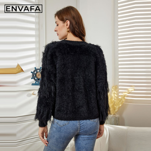 Cárdigan de punto suave para mujer, estilo suéter holgado de manga larga con botones, ropa de abrigo informal de invierno para mujer - Product Image 2