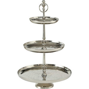 Elegante soporte redondo de 3 niveles para exhibir pasteles, plateado o de acero inoxidable, perfecto para exhibir una variedad de postres y repostería. - Product Image 2