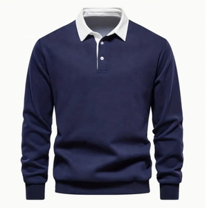 Polo à manches longues pour homme de style moderne, vêtements de mode avec logo personnalisé, impression de logo, OEM ODM, approvisionnement en gros - Product Image 2