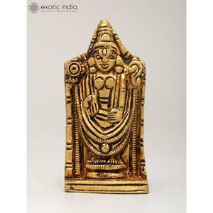 Ídolo Tirupati Balaji (Venkateshvara) de latón pequeño de 2 pulgadas para decoración del hogar y Templo hecho en La India - Product Image 1