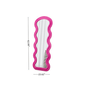 Specchio da terra a figura intera in flanella con motivo a onde rosa per camera da letto o soggiorno, da appendere o da montare a parete - Product Image 6