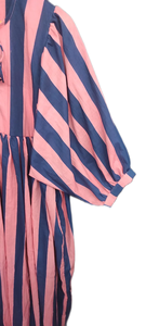 Vestido de Verano Hecho a Mano 100% Algodón Estilo Bohemio para Mujer |   Vestido Maxi con Mangas Abullonadas y Estampado de Rayas al por Mayor - Product Image 4